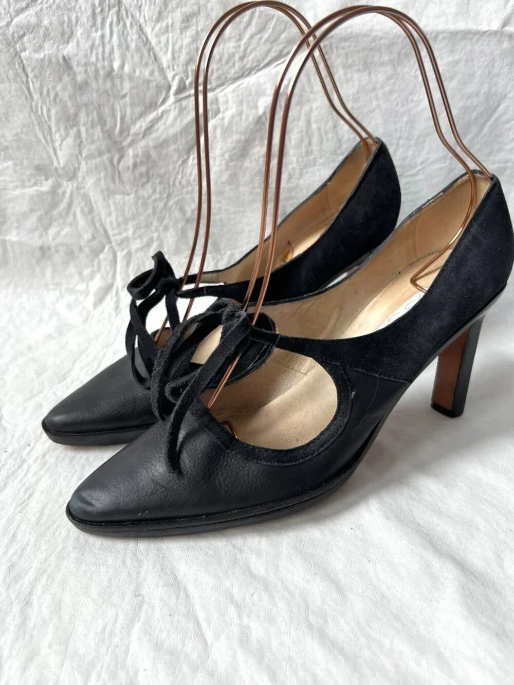 Diana Broussard high heels mary jane black suede leather pointed toe 9.5 pump - Picture 3 of 15